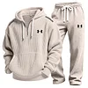 Men's Waffle-Knit Casual Hooded Sweatshirt Set