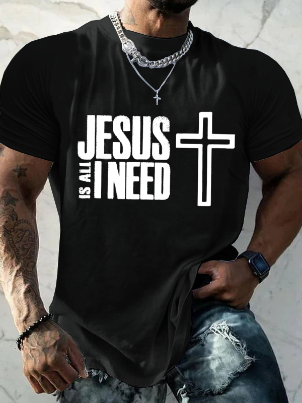 Men's Casual Faith Jesus Print T-Shirt