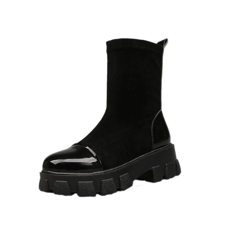 Black Sock Boots Women 2020 New Punk Gothic Shoes Ankle Boots Platform Shoes Women White Sock Boots