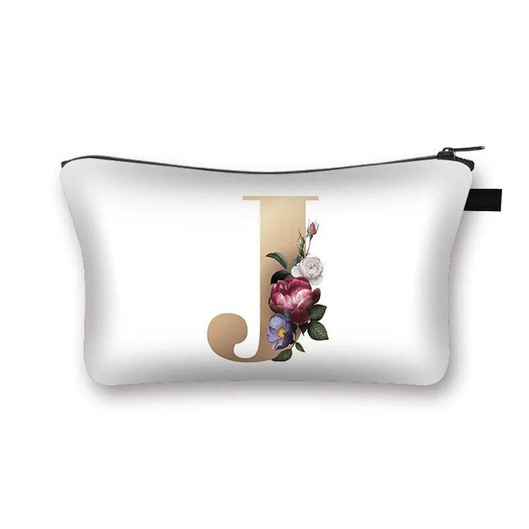 Alphabet flowers Printed makeup bag