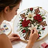 Flower Cross 11CT 3 Strand DIY Stamped Cross Stitch Kit for Adults 40x40cm