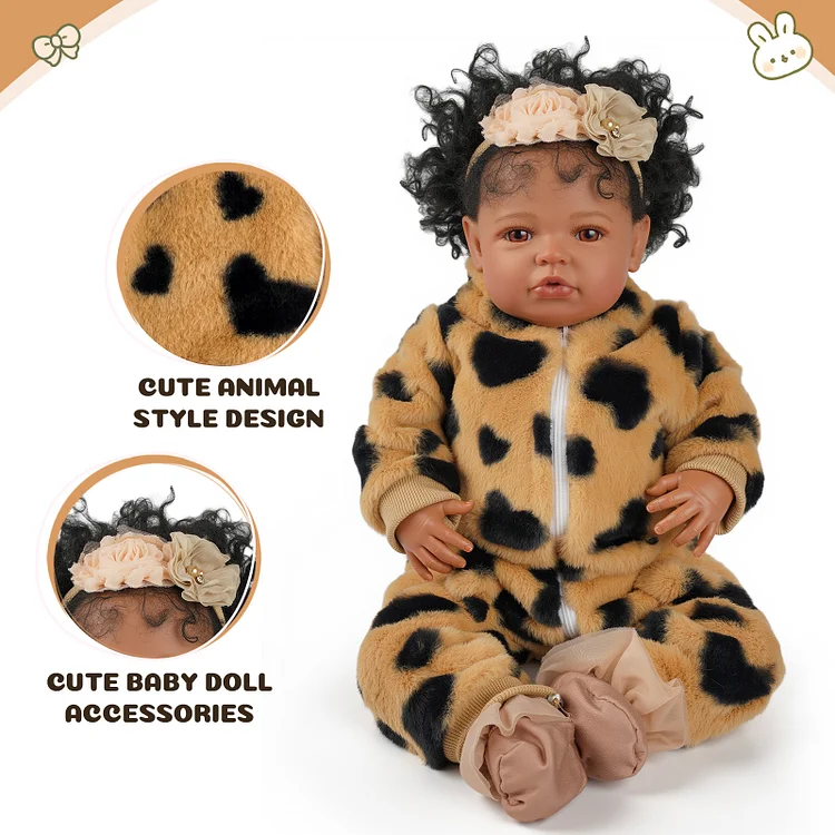 Babeside 17" - 22" Reborn Baby Doll Brown Heart Plush Crawler Set Accessories