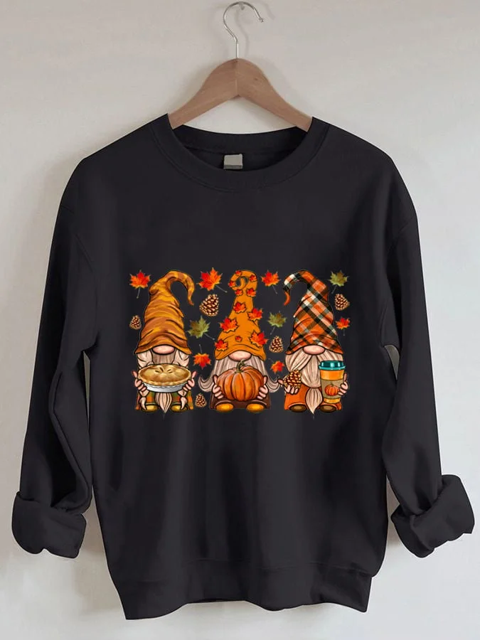 Women's Fall Gnomes Print Sweatshirt
