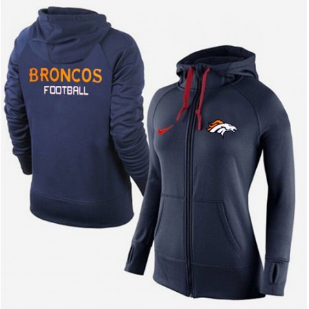 Women's  Denver Broncos Full-Zip Performance Hoodie Dark Blue