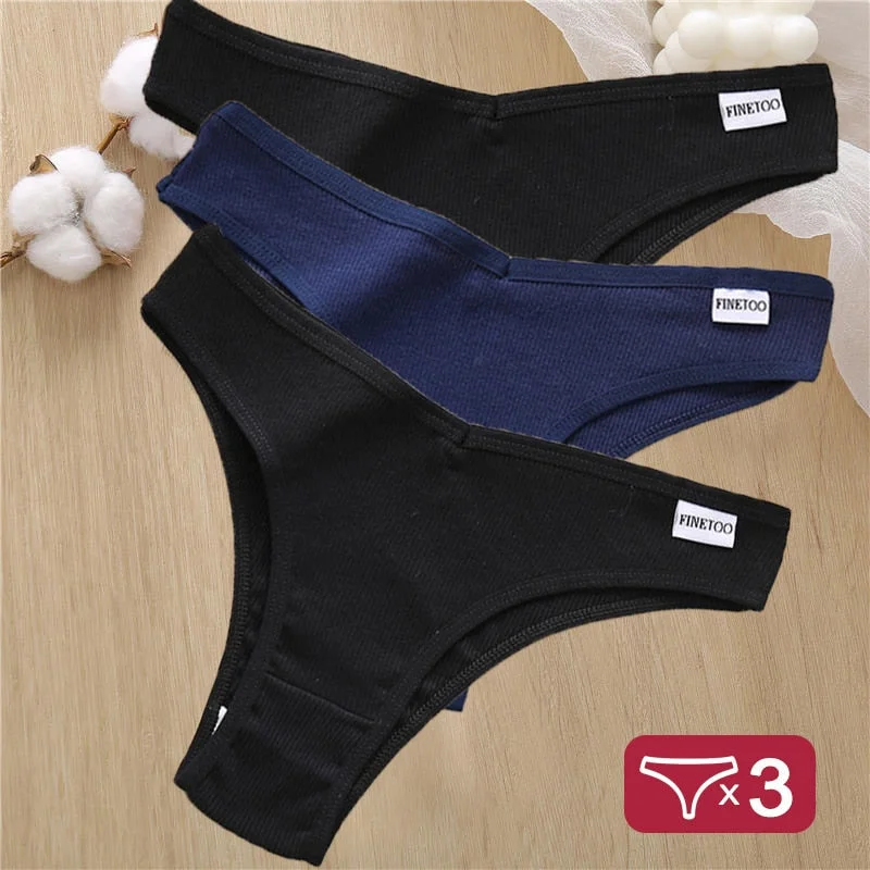 3PCS/Set Cotton Lingerie Panties Sexy Underwear Women Briefs Tangas Female Underpants Pantys Thong Panties Bikini Solid 6 Color