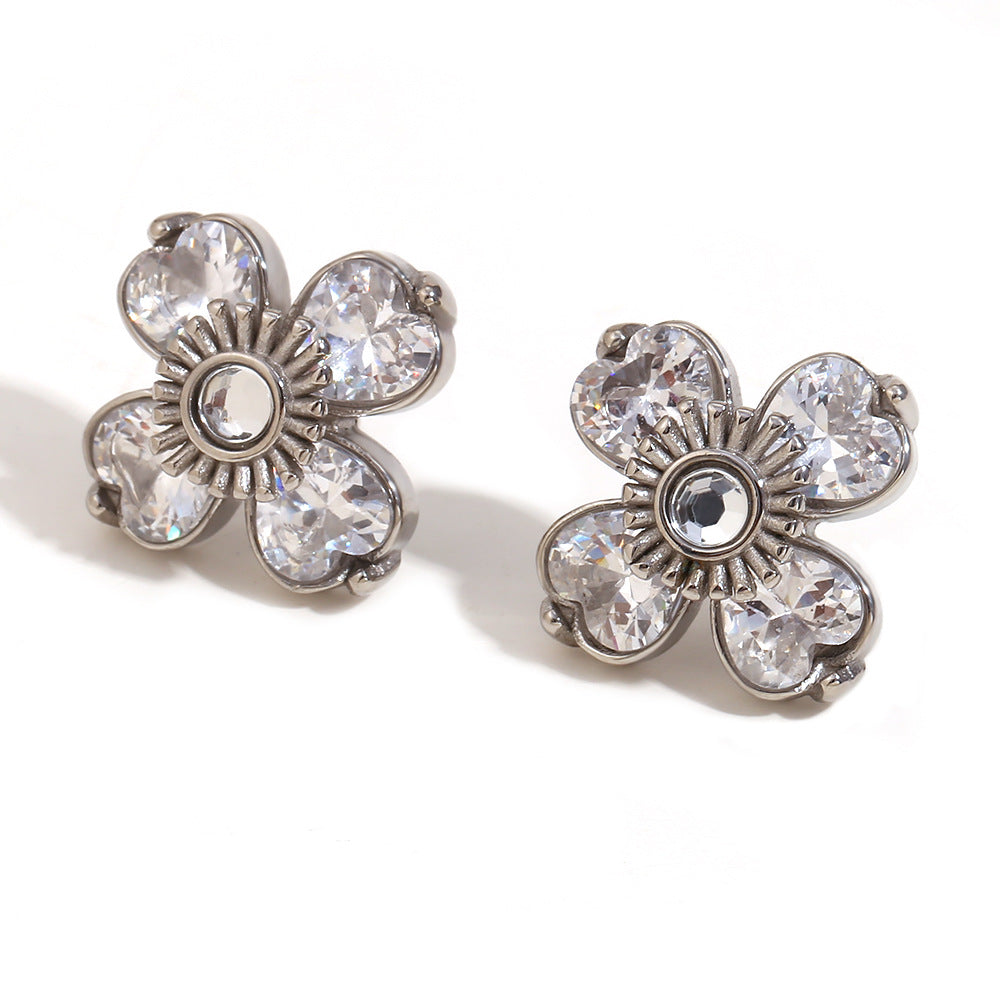 Personalized Popular Earrings Stainless Steel 18K Gold Plated Flower Frame Circle Pearl Earrings For Women