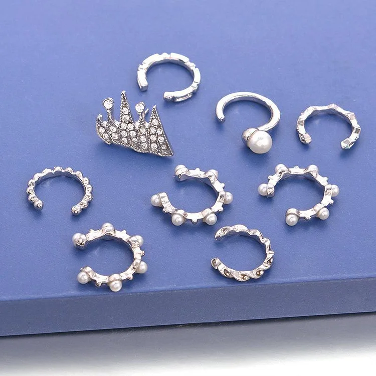 Bohemian Ear Clip 9-piece Personalized Hoop Crown Earrings Combination Earrings
