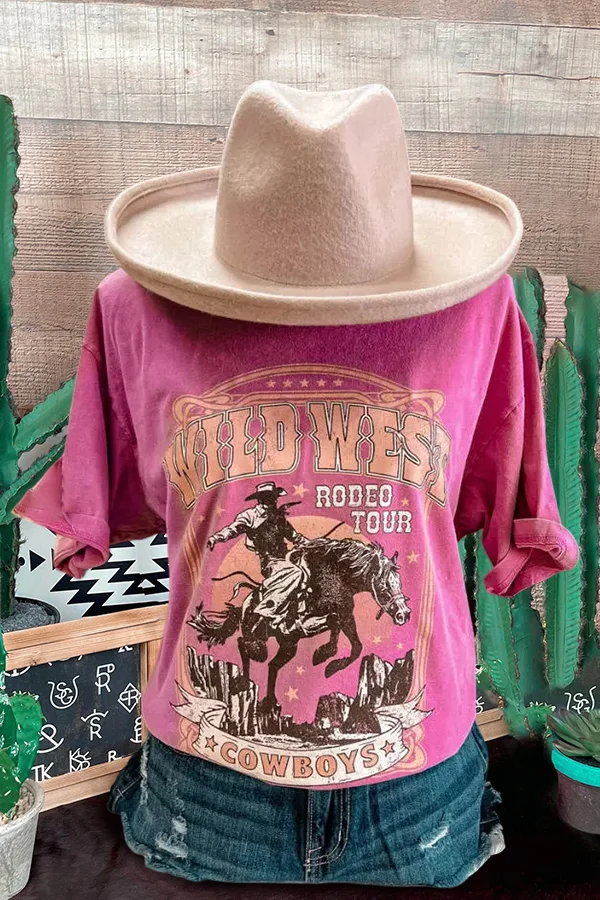 Retro Western Horse Crew Neck T-Shirt