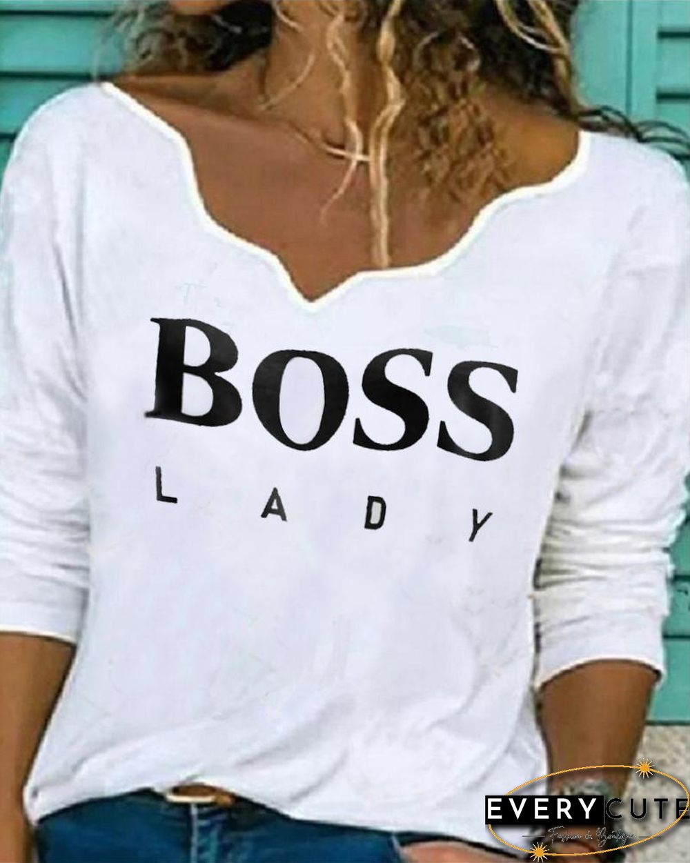 Letter Print Long Sleeve T-shirt P13229