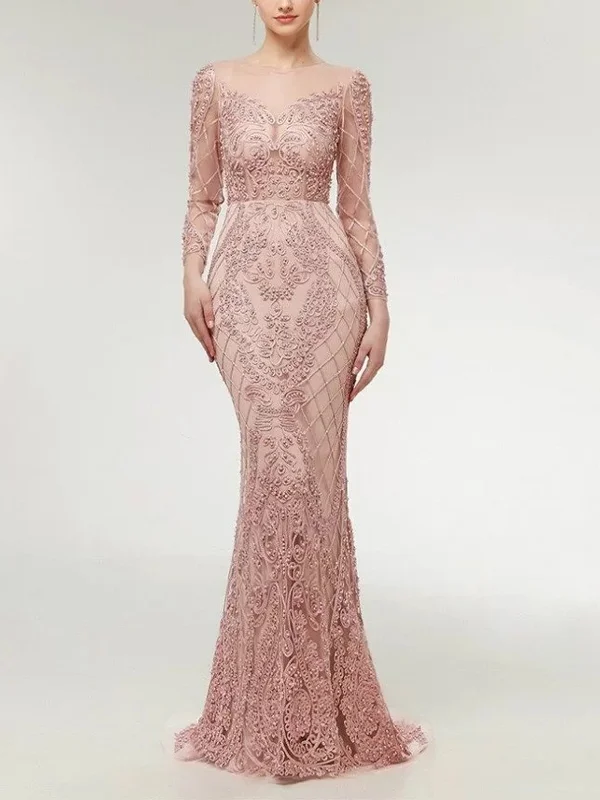 Round Neck Lace Maxi Dress