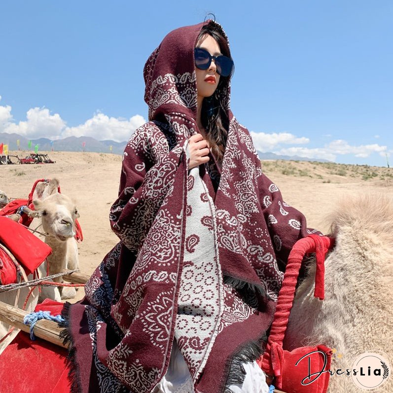 The New Dual-purpose Tibetan and National Style Scarf In Autumn and Winter.