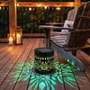 Solar Elegant Flower Wall Lights Waterproof Decorative Pathway Light 7-Color Changing Metal Projector Lamps for Backyards/Patio/Porch