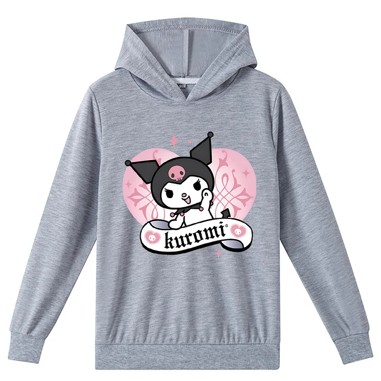 Mayoulove Kuromi Hoodie for Girls - Cute Anime Cartoon Pullover Sweatshirt with Ears - Soft and Comfortable Fabric - Perfect for Anime Fans and Cosplayers - Kuromi Long Sleeve Hoodie for Kids and Teens-Mayoulove