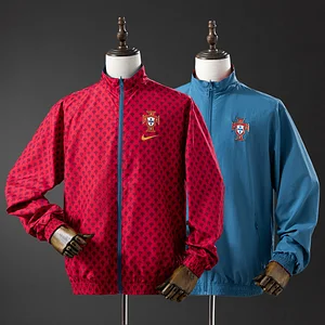 2026 Portugal Reversible Jacket Windbreaker - Red & Cyan 1:1 Thai Quality