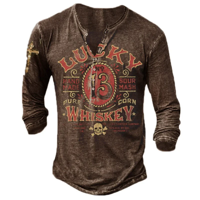 Men's Retro Print Long Sleeve T-shirt