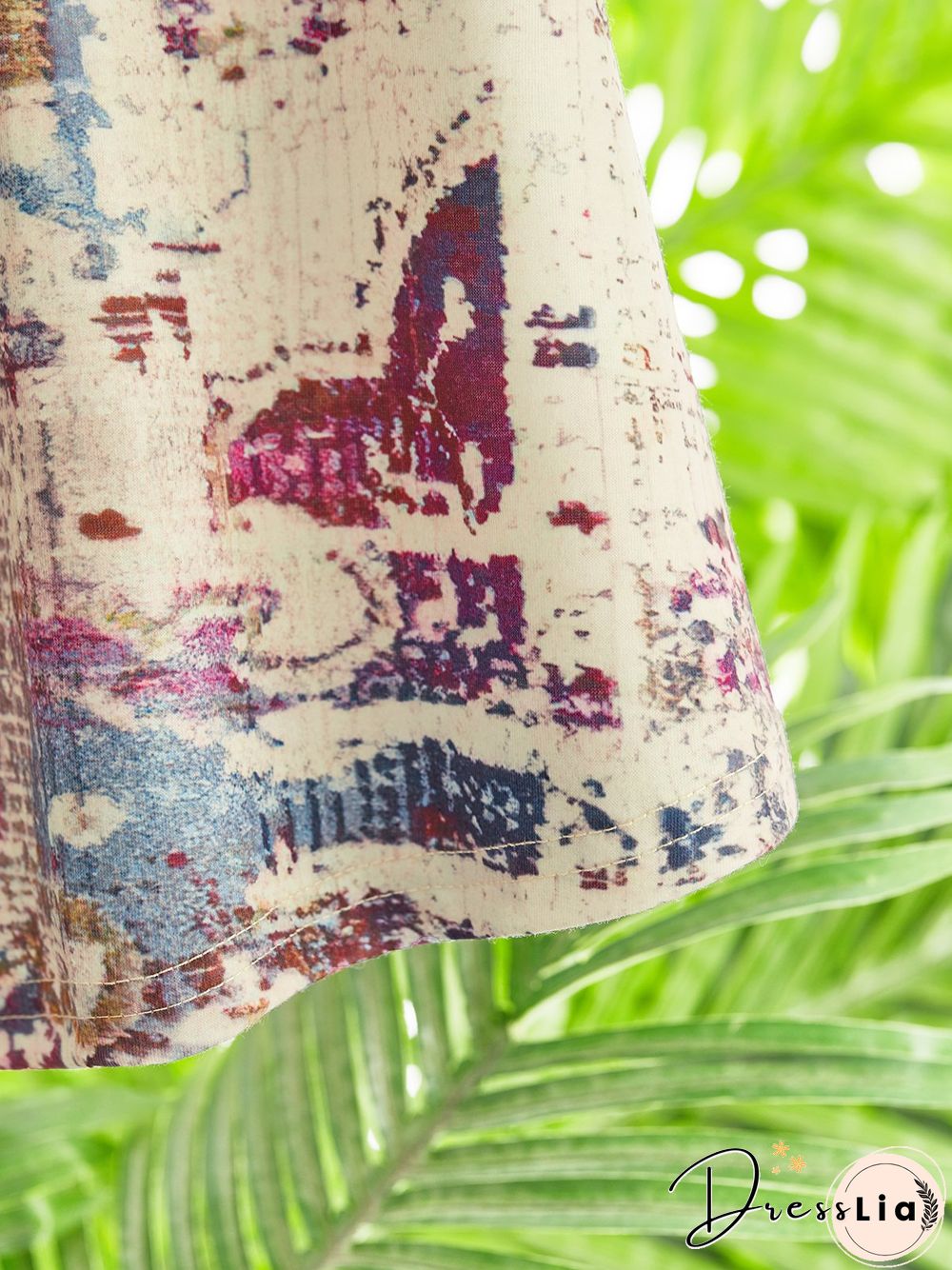 Ethnic Short Sleeve Buttoned Crew Neck Plus Size Casual T-Shirt