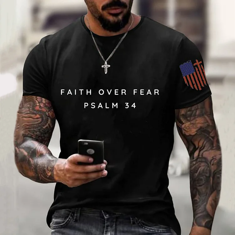 Men's Faith Over Fear Printed T-Shirt