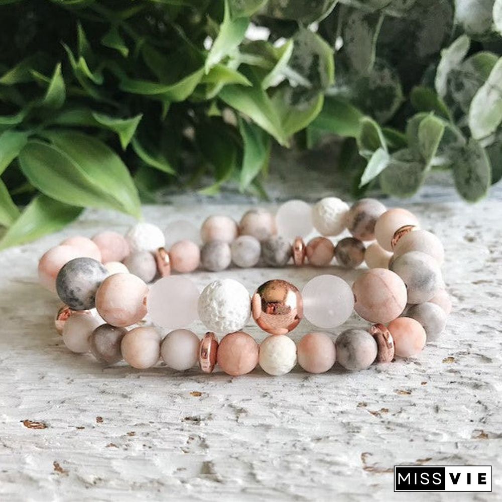 PINK ZEBRA JASPER BRACELET