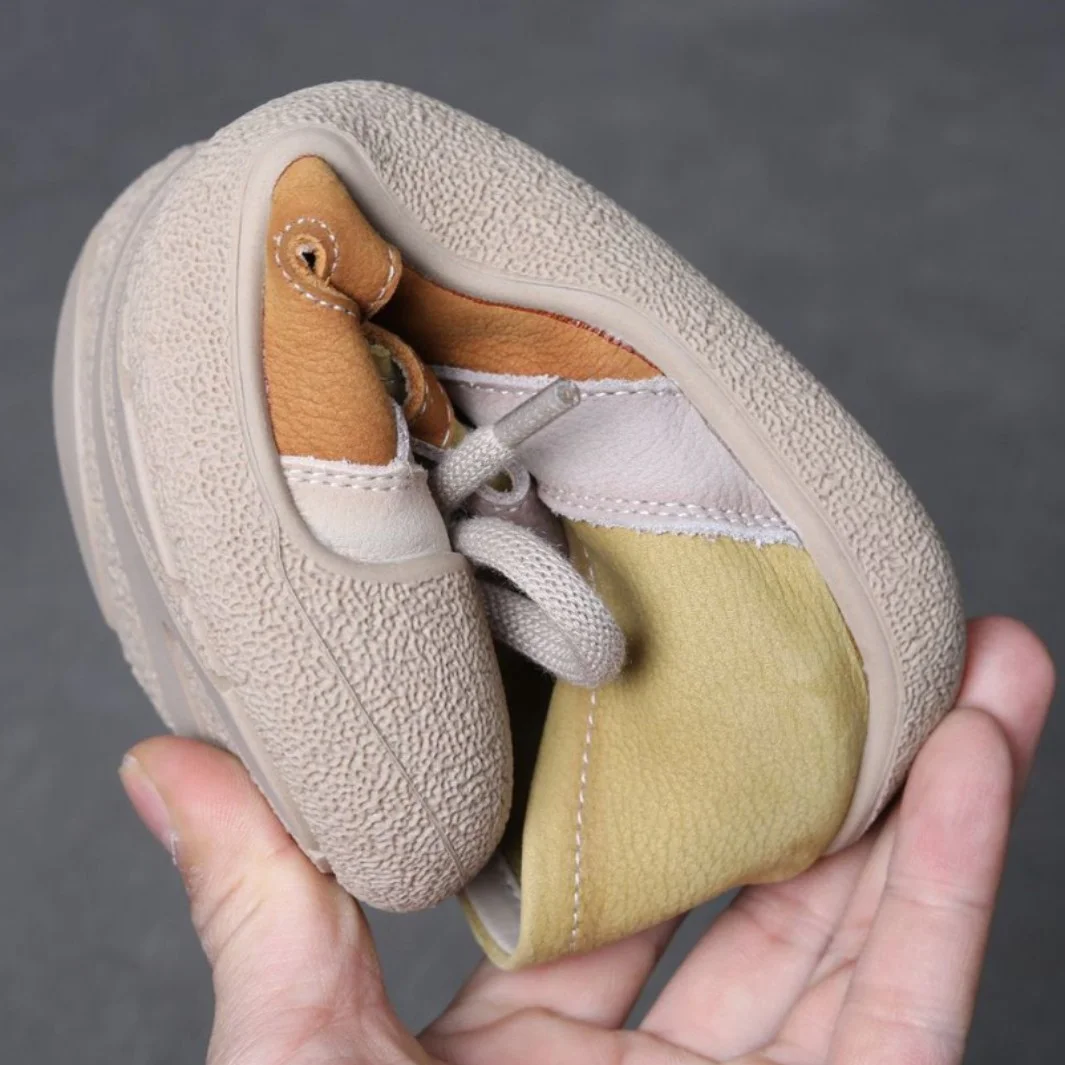 Qengg Qengg Layer Of Cowhole Retro Hollow Hole Shoe Woman 2025 Summer New Mori Art Sandals Casual Single Shoes