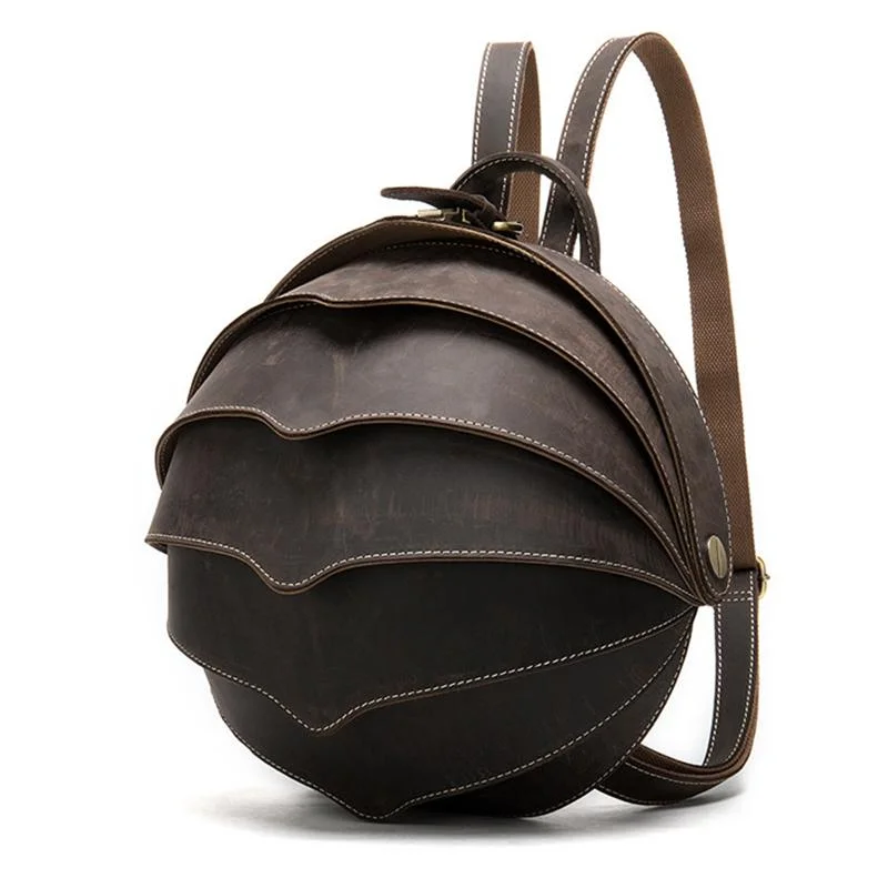 Cool Retro Beetle Shaped Genuine Leather Handmade  Flap Cover Rucksack