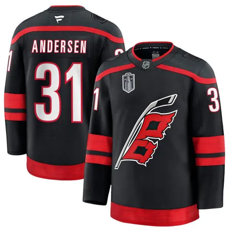Men's Carolina Hurricanes #31 Frederik Andersen  Black 2026 Stanley Cup Final Home Premium Jersey