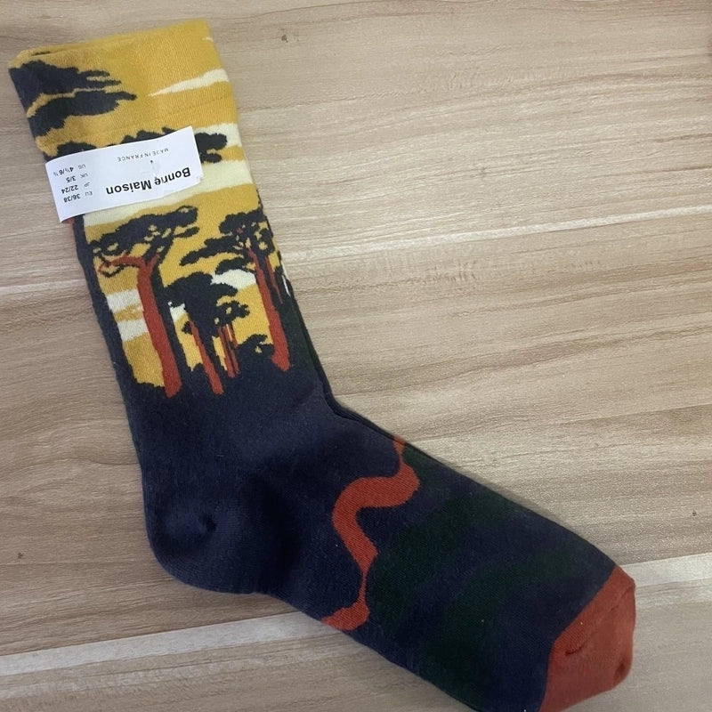 Women’s Minimalist Human Houndstooth Cotton Crew Socks A Pair