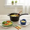 Cast Iron Milk Pot Easy To Clean Non Stick Sauce Pots.Small Cooking Pot with Lid and Long Handle for Restaurant Household Cooking