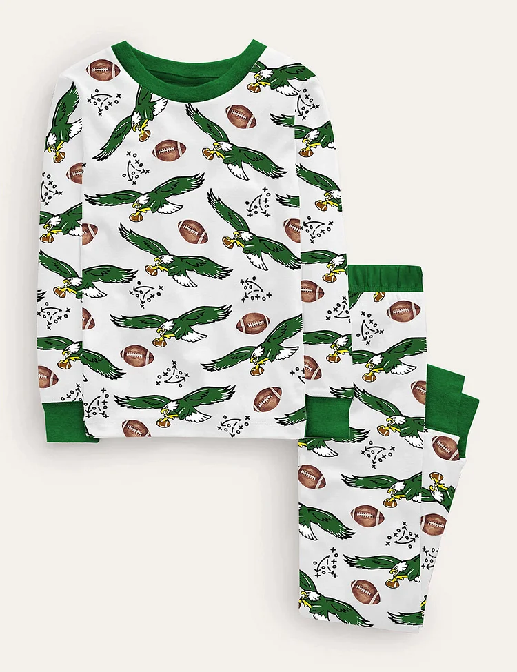 Kid's Eagles Football Print Pajama Set