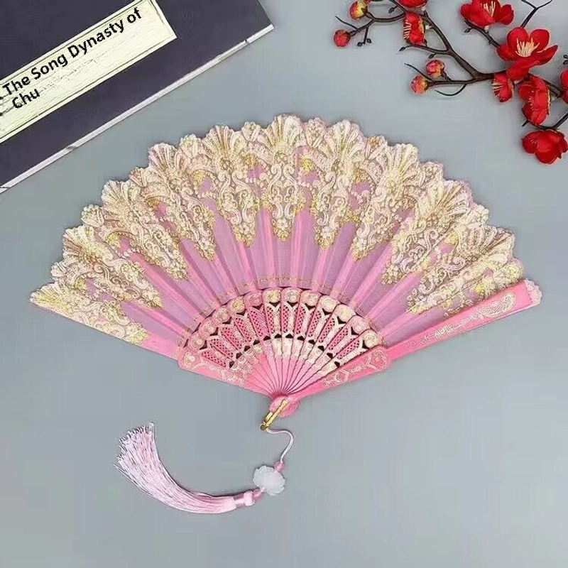 Single Flower Folding Fan Chinese Style Fan Dance Fan Wing Chun Fan Plastic Hanfu Fan European Style Fan Folding Fan