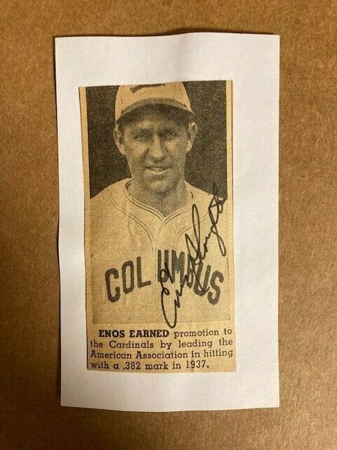 Enos Slaughter Signed 1937 Columbus AA Minors Photo Poster painting Mounted on Index Card COA**