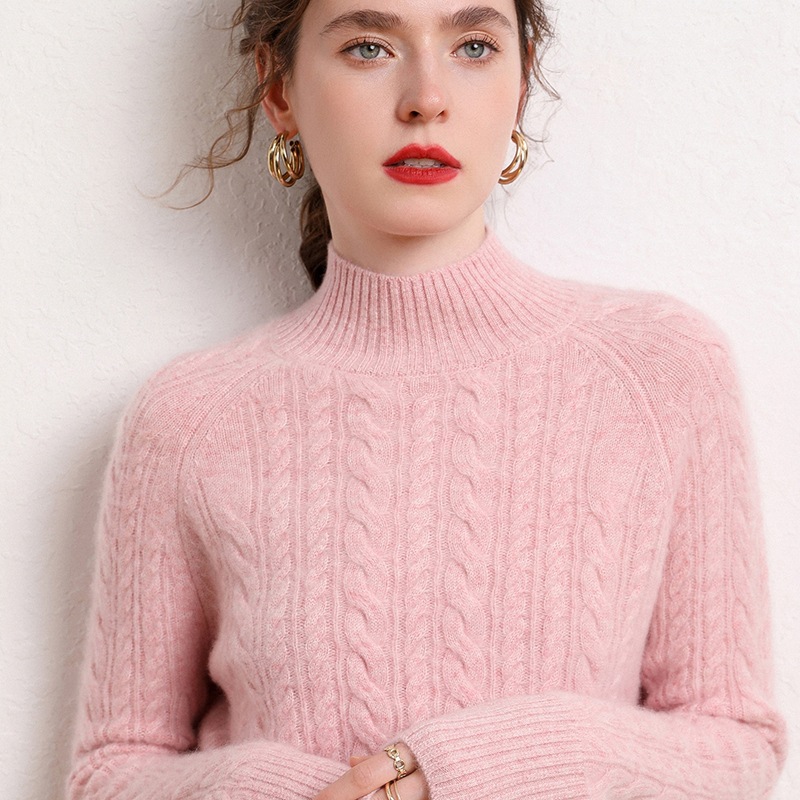 Classic Slim Cable Knit Women's Cashmere Sweater REAL SILK LIFE