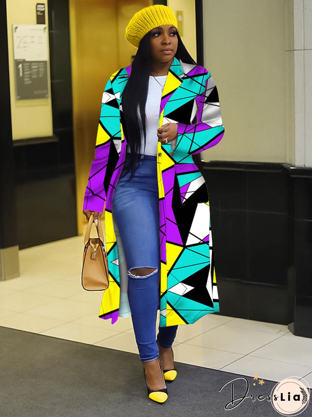 Plaid Print Full Sleeve High Street Long Coat