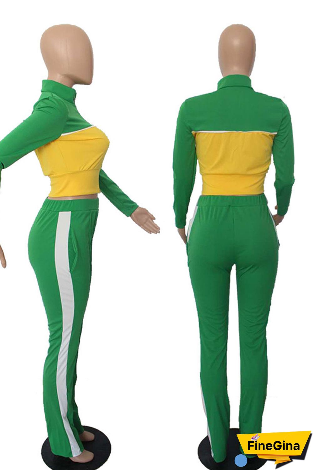 Grey Casual Sportswear Solid Patchwork Zipper Long Sleeve Two Pieces