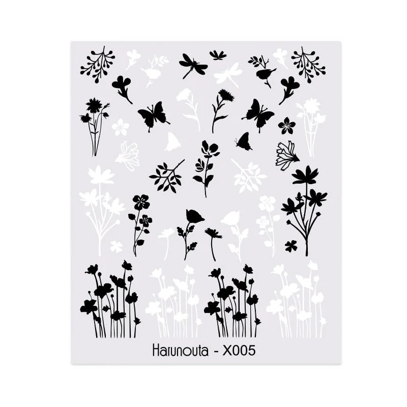 Harunouta Spring Water Nail Decal And Sticker Flower Leaf Tree Green Simple Summer DIY Slider For Manicuring Nail Art Watermark