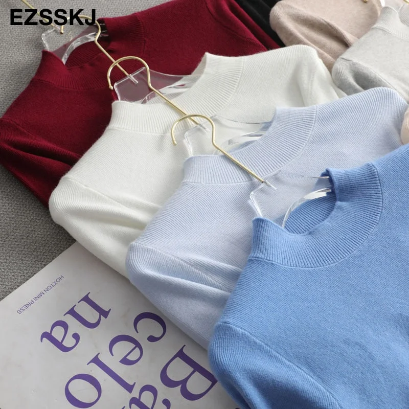 Loose  halfneck Sweater Pullover Women Autumn winter Casual long Sleeve basic plus size Sweater For women Female knit top