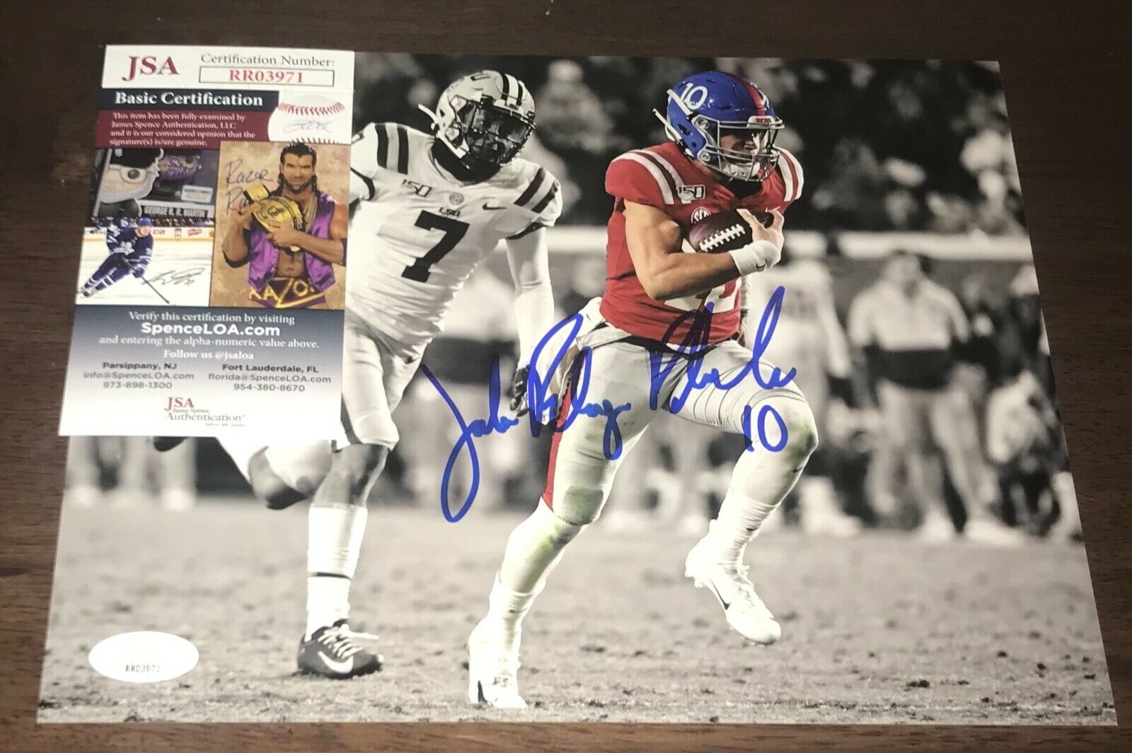 John Rhys Plumlee Ole Miss Rebels Signed Autographed 8x10 Photo Poster painting JSA COA N2