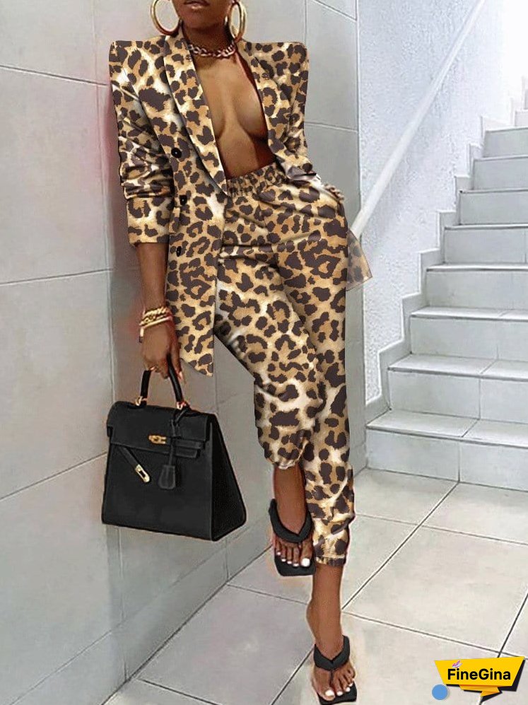 Stylish Printed Long Sleeve Blazer & Trousers Set