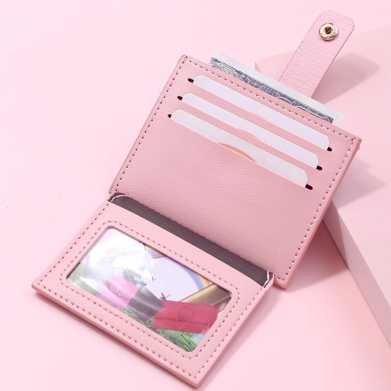 Women’s Solid Color Pu Leather Flip Cover Card Holders