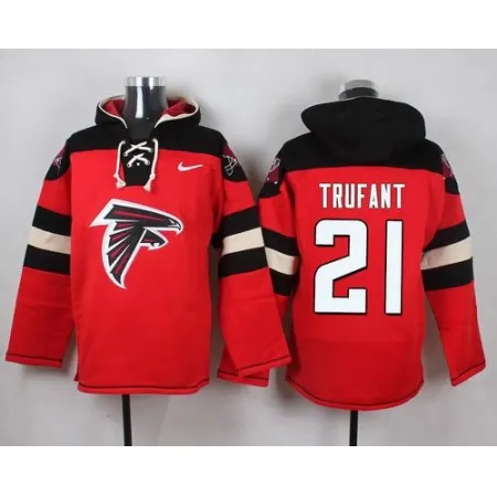 Falcons #21 Desmond Trufant Red Player Pullover NFL Hoodie