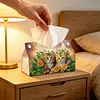 Large Size DIY Twin Kittens Bloom Diamond Painting Tissue Box