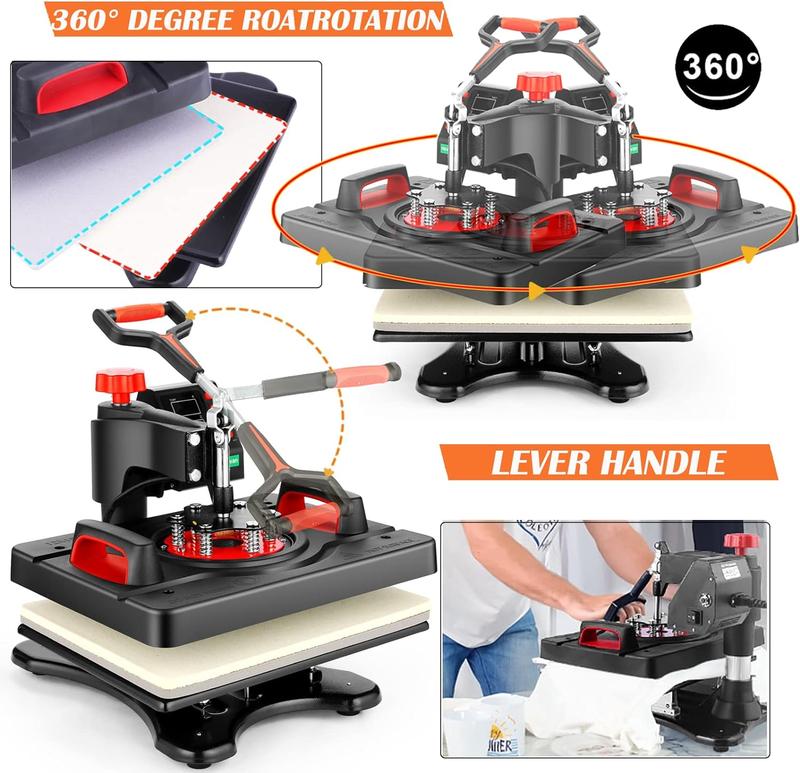 Product Introduction of AKEYDIY Heat Press Machine Professional Sublimation Machine 15" X 12" Swing Away Shirt Printing Heat Transfer Digital Tumbler Heat Press Machine for T Shirts Mug Hat Plate Cap 3