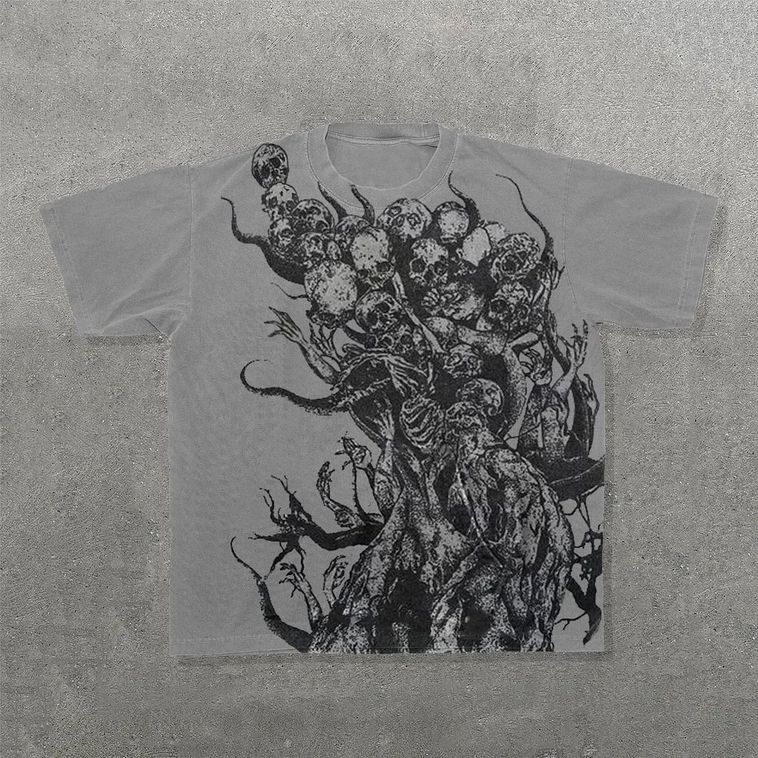 Skull Tree Print Short Sleeve T-Shirt