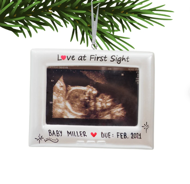 Custom Pregnancy Jewelry Ultrasound Photo Christmas Ornament
