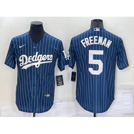 Men's Los Angeles Dodgers #5 Freddie Freeman Navy Cool Base Stitched Jersey NZJ7