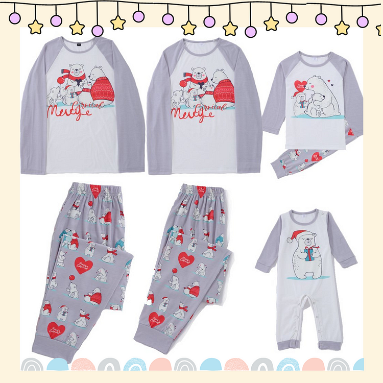 Family Bear Love Christmas Matching Pajamas Set 