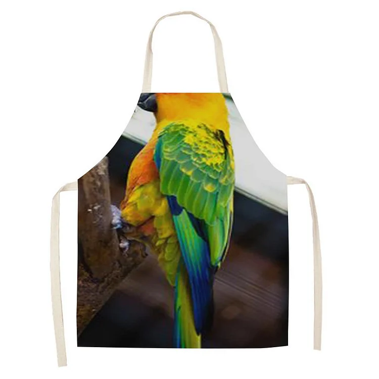 Waterproof Linen Kitchen Apron -Parrot