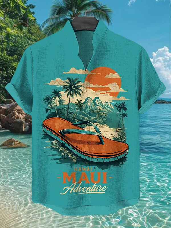 Men's Hawai Maui Adventure Art Print Casual Shirt