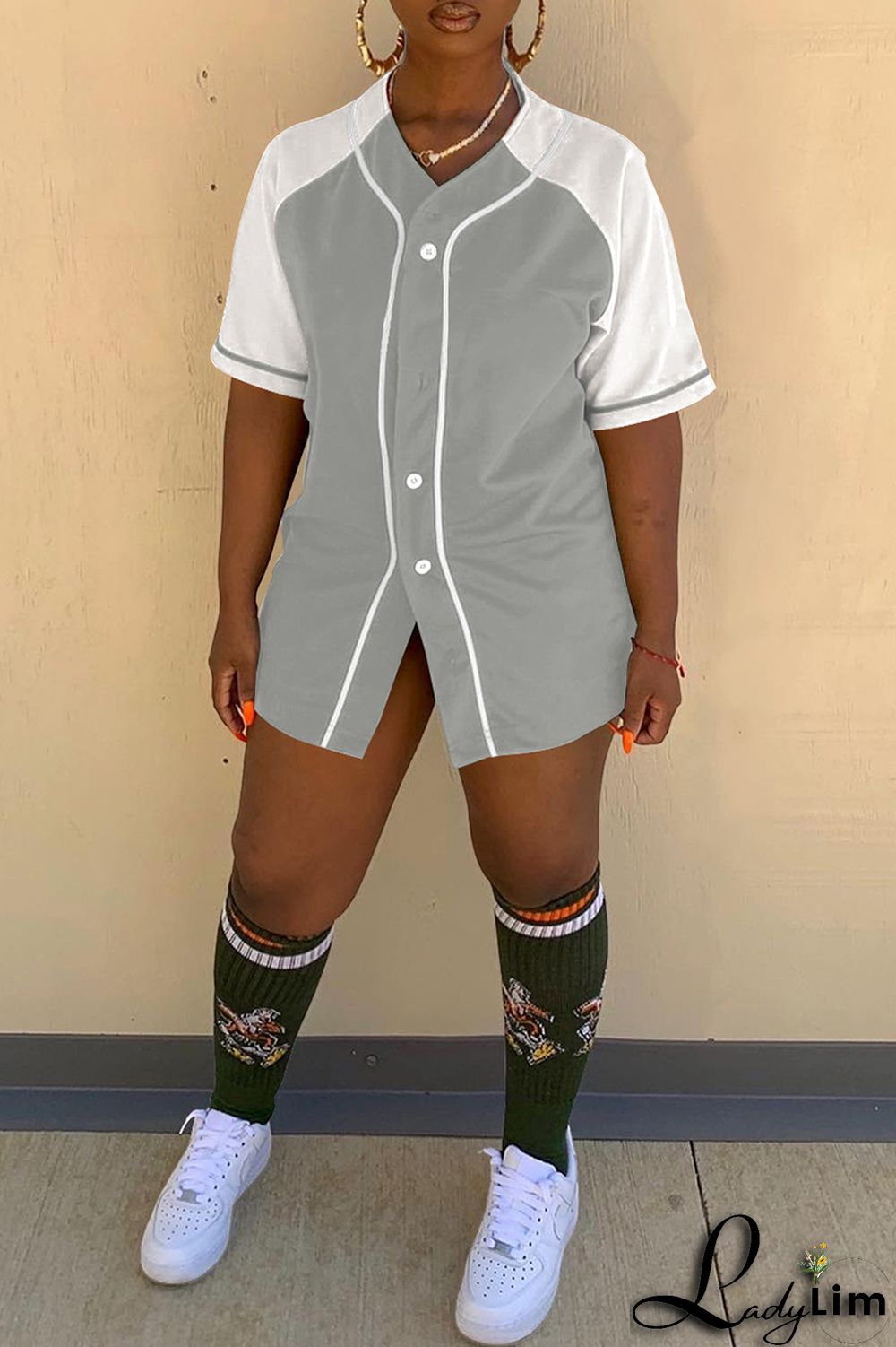 Black Fashion Casual Solid Split Joint V Neck Tops