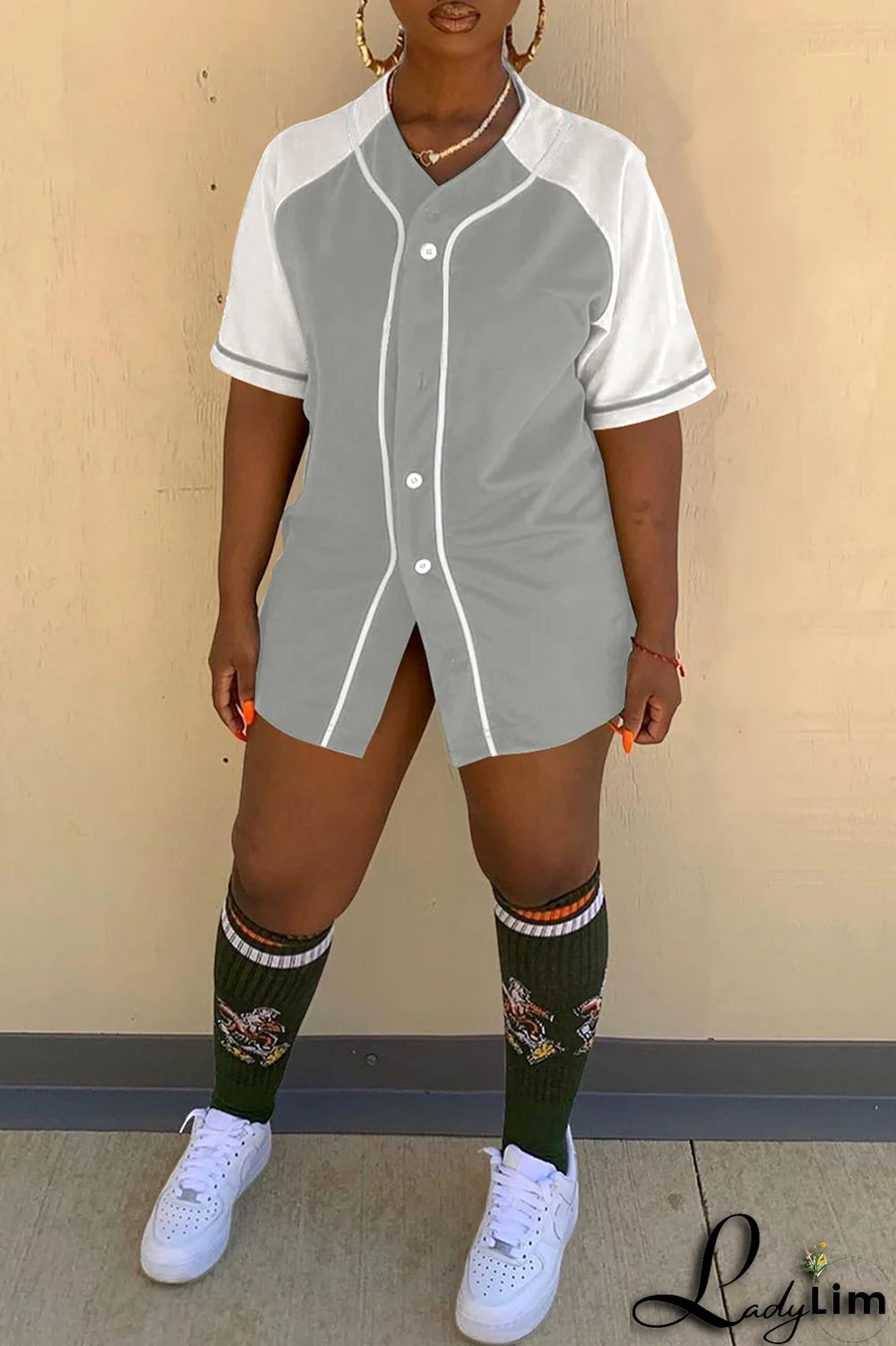 Black Fashion Casual Solid Split Joint V Neck Tops