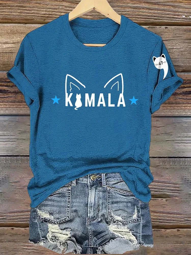 Women's Vote Cat Lady Print Crew Neck T-Shirt